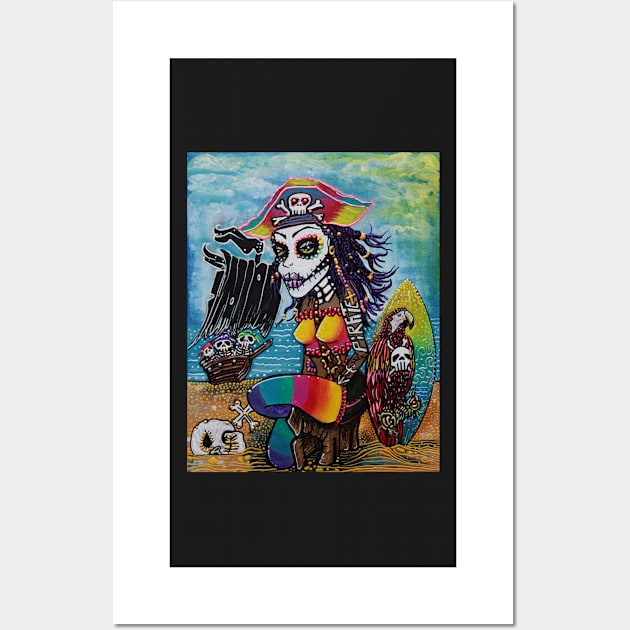 Pirate Girl - Surfs Up Wall Art by barbosaart